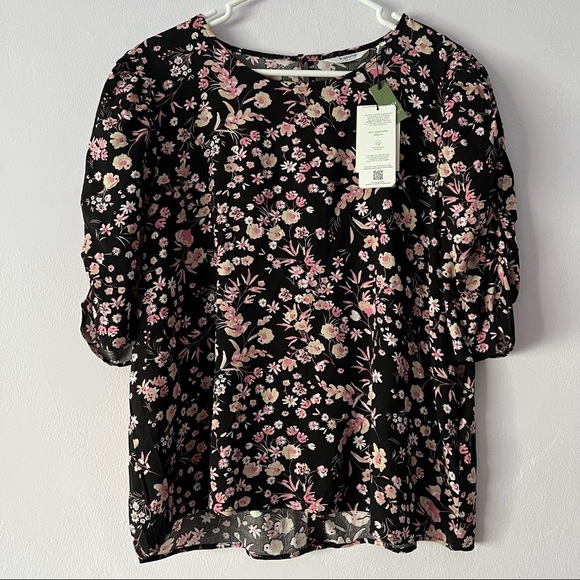 🍉 NWT b.young Floral Puffy Sleeve Blouse - Picture 1 of 12